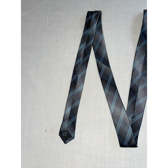 Pierre Cardin Dress Tie Men’s Size 57” Gray Blue Striped Argyle 100% Silk Design - Picture 6 of 12